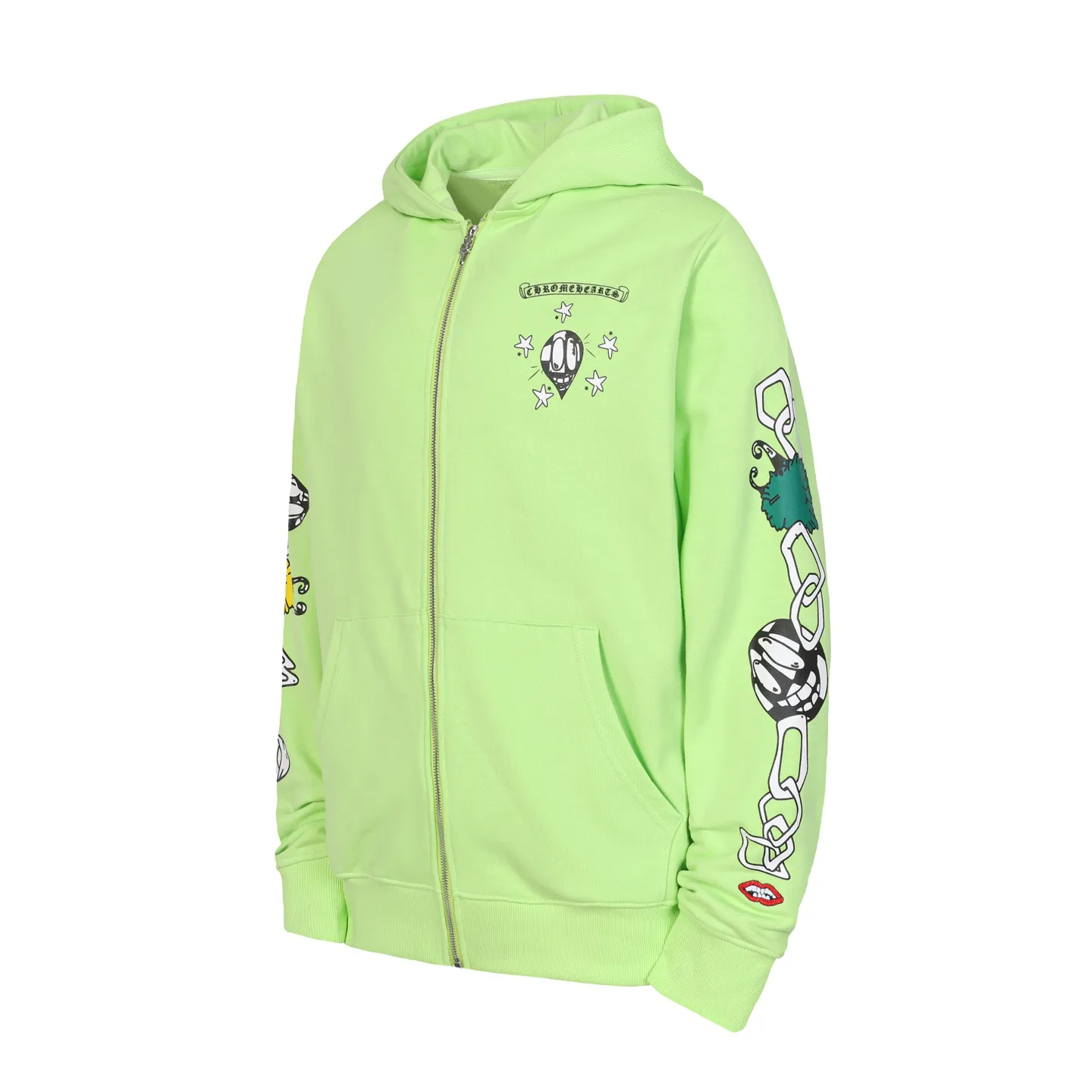 P260 Cross-border model, please do not place an order if you pursue quality - Chrome Hearts/Chrome Hearts Graffiti✍️ Printed zipper sweatshirt cardigan jacket - High weight, high density and high quality. The wool is soft, delicate and skin-friendly. Soft and silky to the touch. Excellent warmth and skin-friendly properties. - Custom-woven and custom-dyed, no color difference. No matter the fabric or workmanship details, it beats the ordinary version on the market. - Hardware zipper accessories are all customized, full of details - Color: fluorescent green - Size: S M LXL